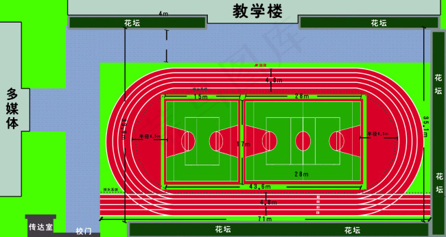 操场平面图psd模版下载