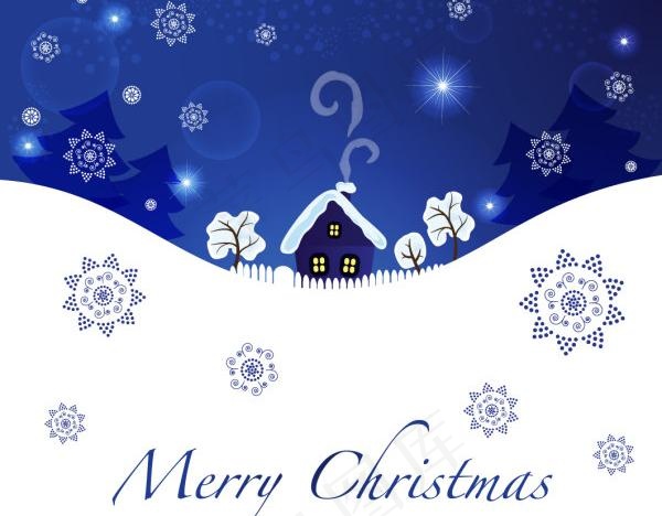 圣诞节蓝色背景矢量素材