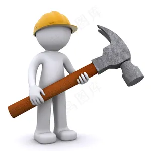三维建筑工人用锤子