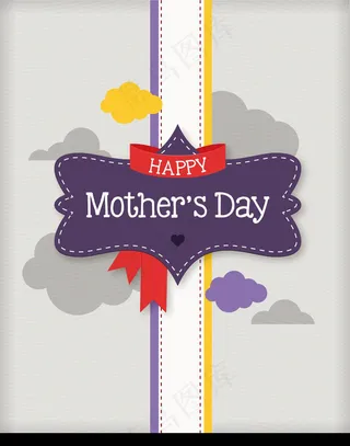 淡雅云朵背景母亲节卡片