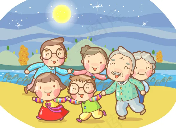 爷孙全家同乐ai矢量模版下载