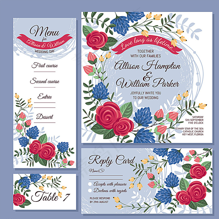 婚礼花卉卡片图片