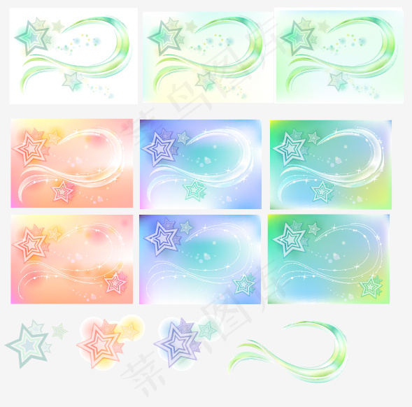 梦幻五角星线条背景矢量素材