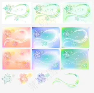 梦幻五角星线条背景矢量素材