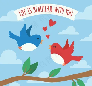 爱的背景中的鸟
