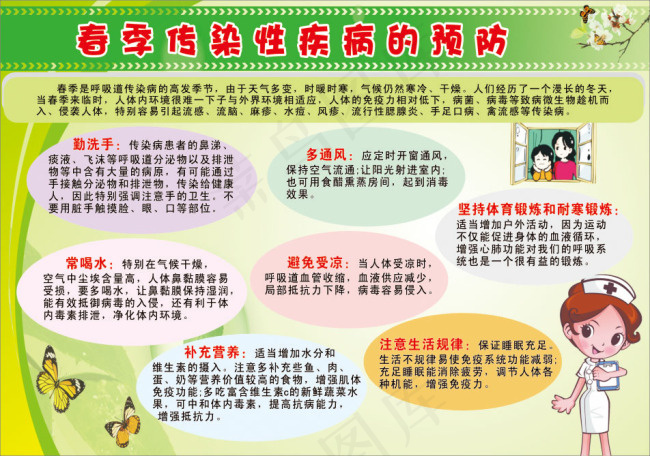 春季传染性疾病的预防cdr矢量模版下载