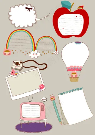 手抄报小报PPT卡通人物对话框设计...