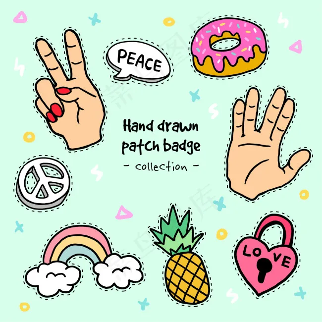 手绘服装印花矢量素材