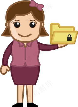 文件夹锁-卡通矢量图