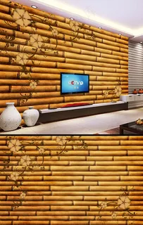 时尚竹子手绘花藤电视背景墙壁画 时尚竹子手绘花藤电视背景墙壁画