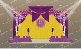 金紫色 合影区 布幔