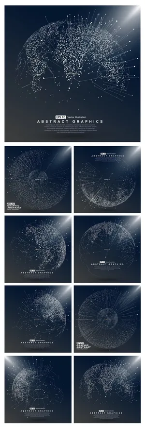 科技感数字地球点线放射矢量素材