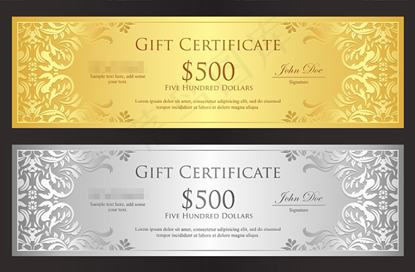 金色优惠劵设计矢量素材