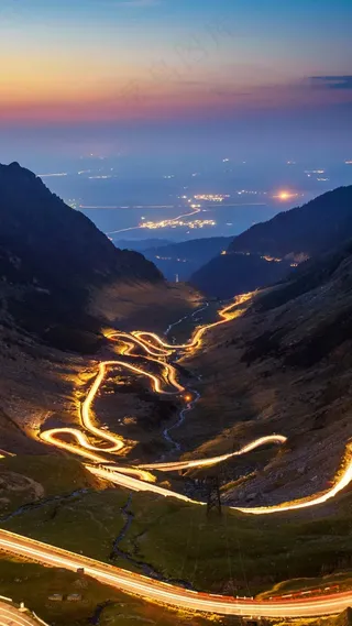 环山公路夜景高清摄影图片