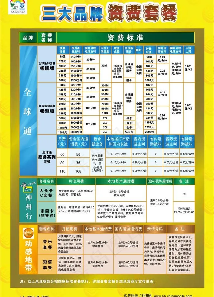 资费套餐图片ai矢量模版下载