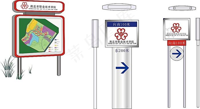 校园导视牌模板素材cdr矢量模版下载