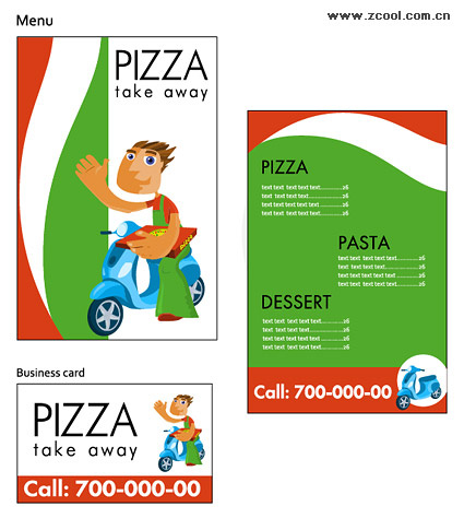 Pizza店形象简单模板矢量素材