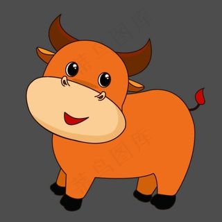 可爱 萌萌的 奔跑的 小牛 卡通小...