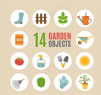 园艺工具图标矢量图图片