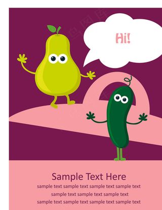 卡通水果蔬菜手册矢量素材