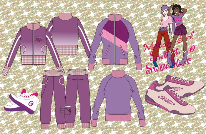 韩版女装运动休闲服装手稿款式图矢量...cdr矢量模版下载