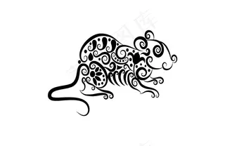 老鼠剪影剪纸插画动物素材分层