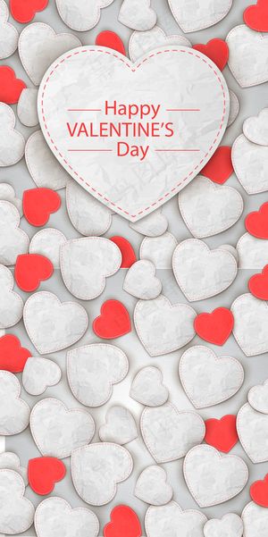 七夕情人节红白桃心矢量