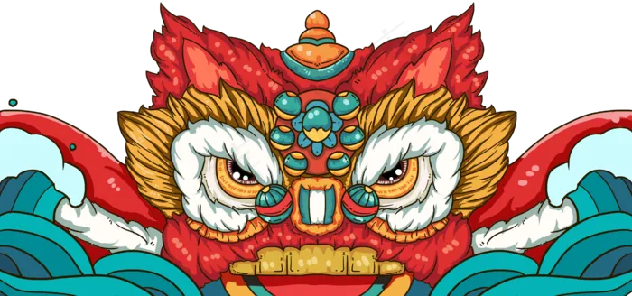 国潮风格舞狮子,免抠元素(4272*2000px 300 dpi )psd模版下载