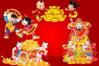 招财童子财神春节元素PSD素材