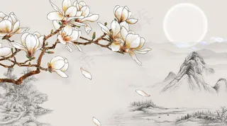 新中式中国风花鸟画电视背景墙装饰画