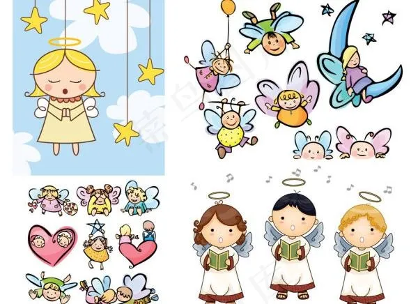 卡通天使矢量素材天使可爱的明星