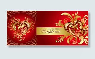 2个欧洲风格心形花纹矢量素材