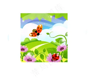 牵牛花风景矢量图下载