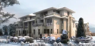 欧式别墅雪景图片