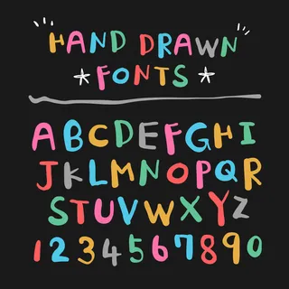 彩色手写字母与数字矢量图 彩色手写字母与数字矢量图