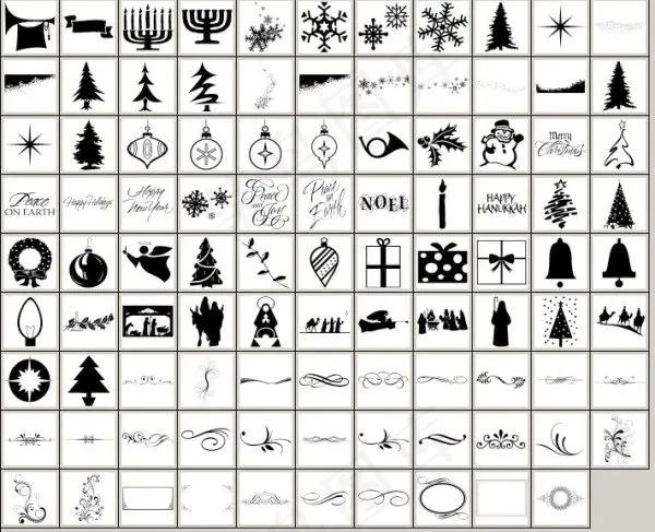 一组圣诞节ps形状