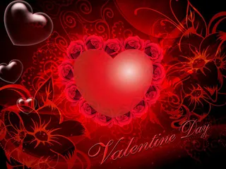 情人节红色心形海报PSD分层素材