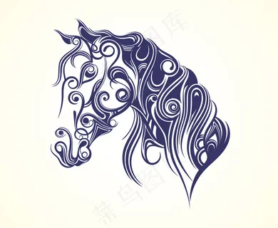 时尚马头像剪影插画素材