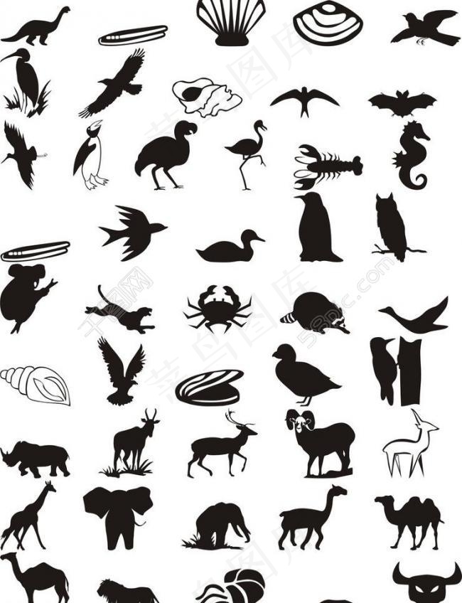 动物世界 剪影黑白图片