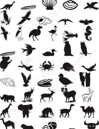 动物世界 剪影黑白图片