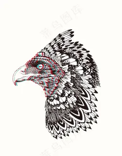鹰头飞禽动物北欧风无框画素材