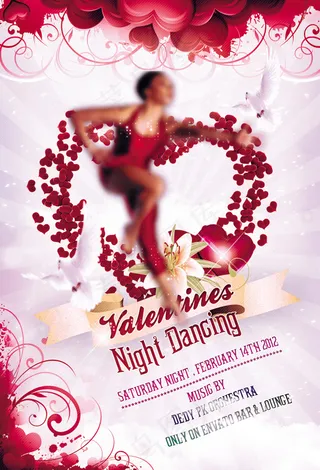 百合花装饰情人节海报源文件下载