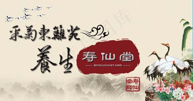淘宝手机店铺首页店招寿仙堂养生土特...(4795X2433(DPI:300))psd模版下载