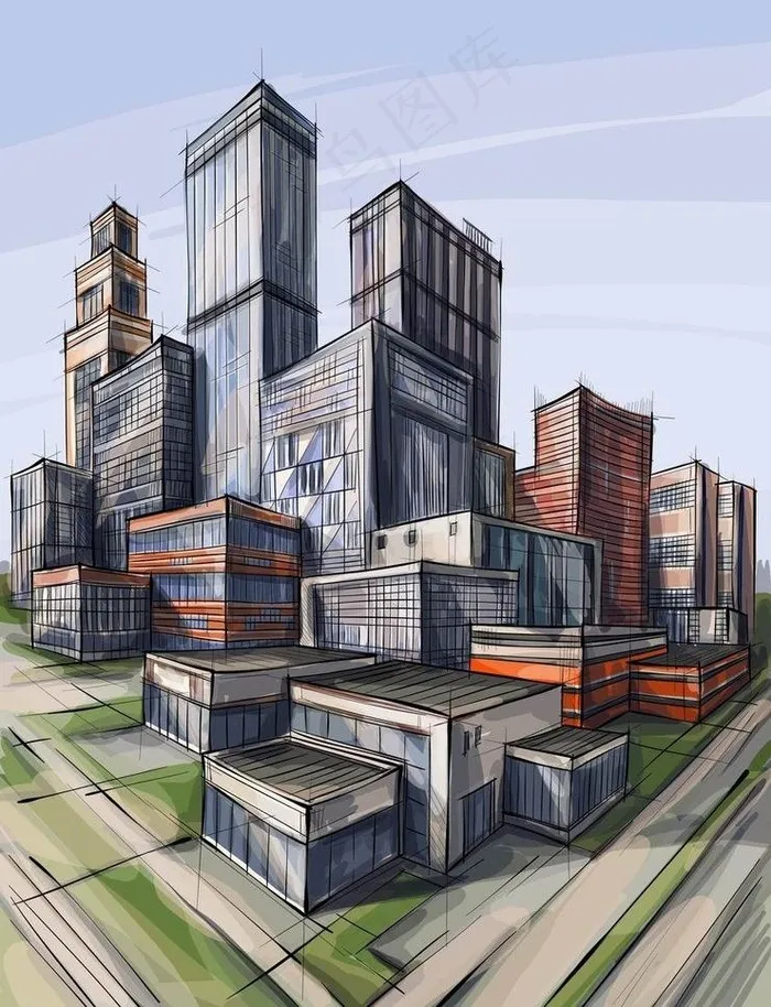 城市建筑群图片eps,ai矢量模版下载