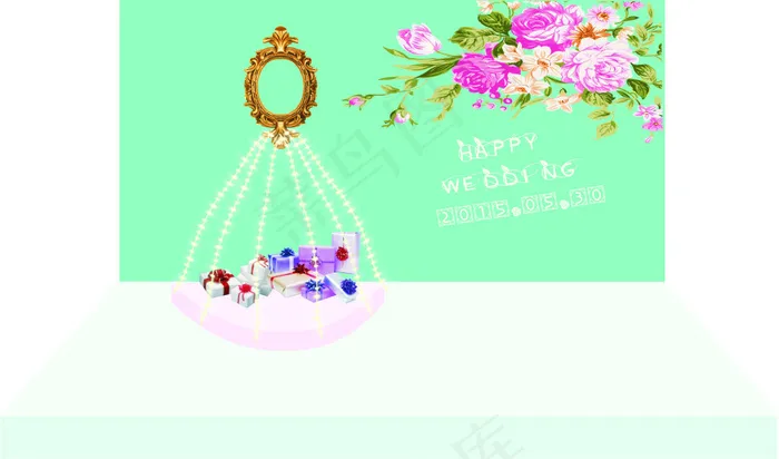 婚礼拍照区迎宾区ai矢量模版下载