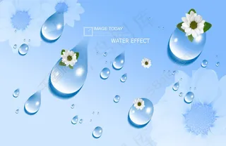 晶莹水滴和白色小花