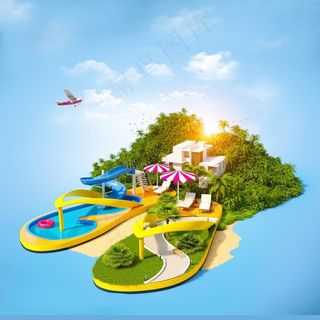 海边蓝色天空海边