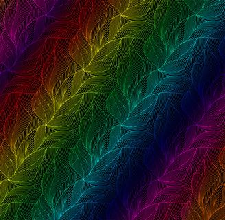 彩虹树叶线描PSD分层素材