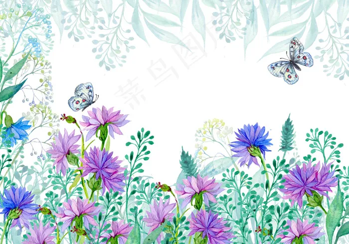 简约清新花鸟水彩风格背景素材