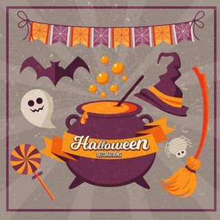 复古背景万圣节装饰